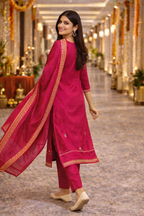 Pink Royale Roman Silk Kurti Set