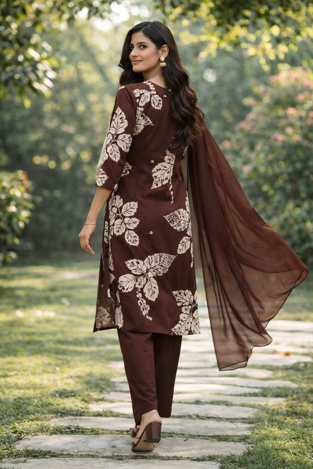 Brown Grace Rayon Cotton Set