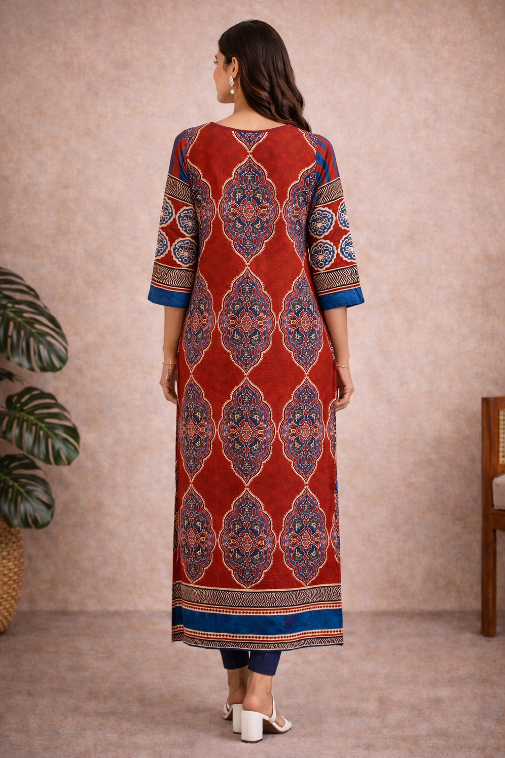 Maroon Ethnic Print Kurti