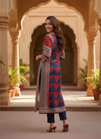 Classic Geometric Viscose Kurti