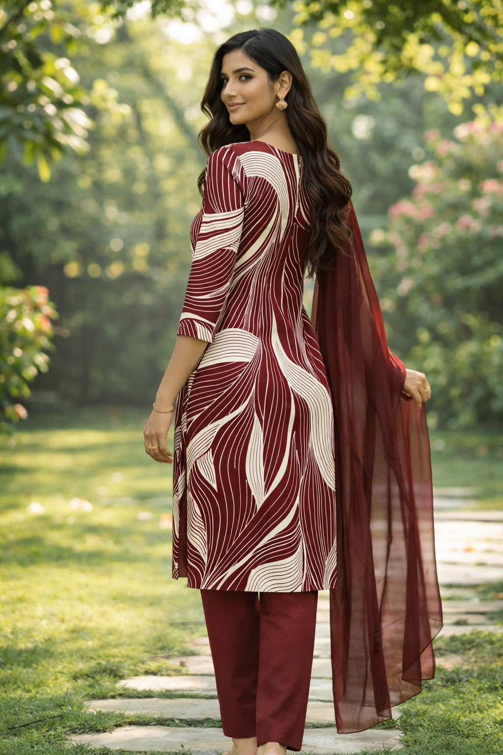 Rich Wine Rayon Kurti Set