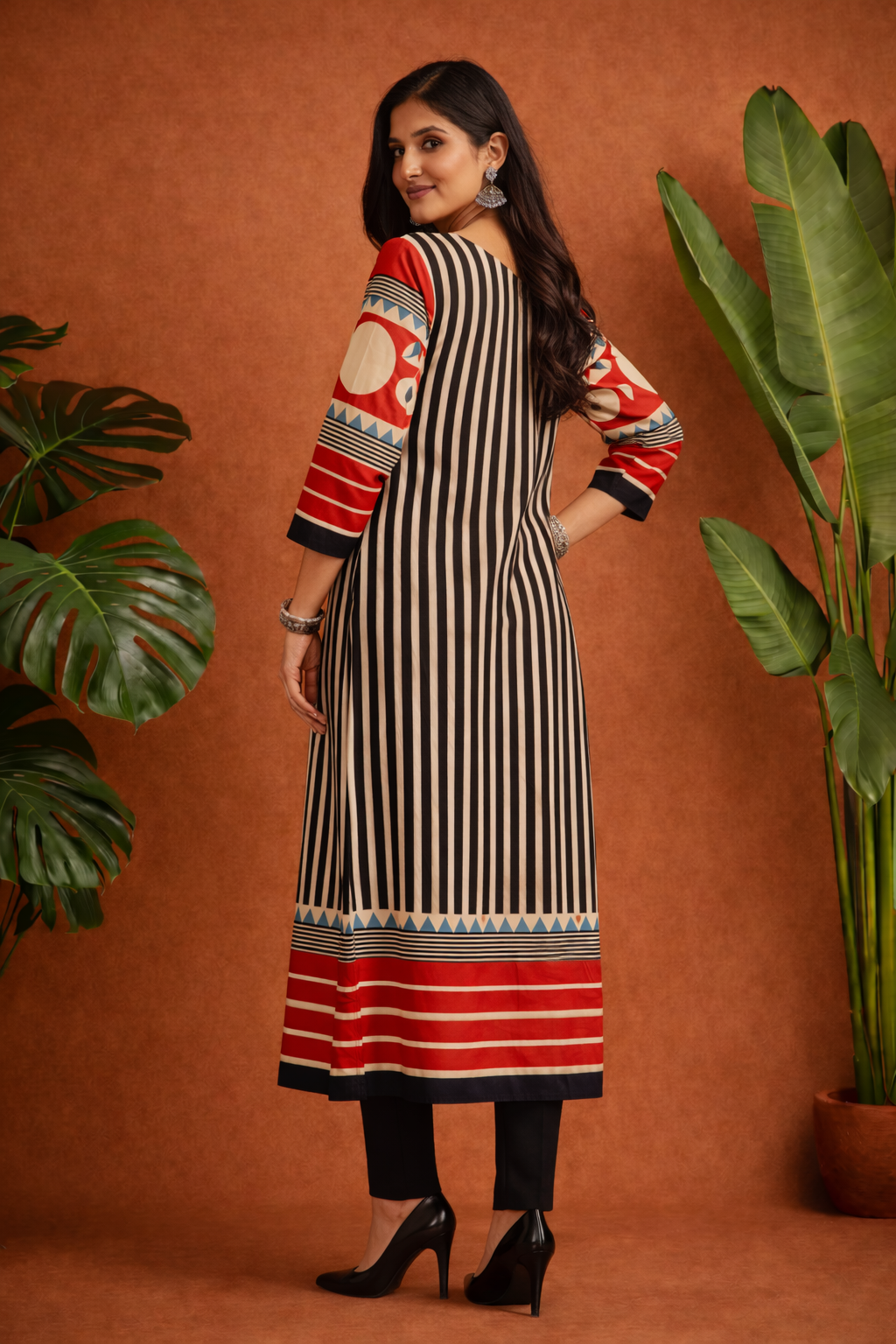 Red Matrix Viscose Kurti