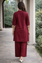 Maroon Muse Cut Work Co-Ord Set