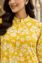 Yellow Floral Rayon Co-Ord Set