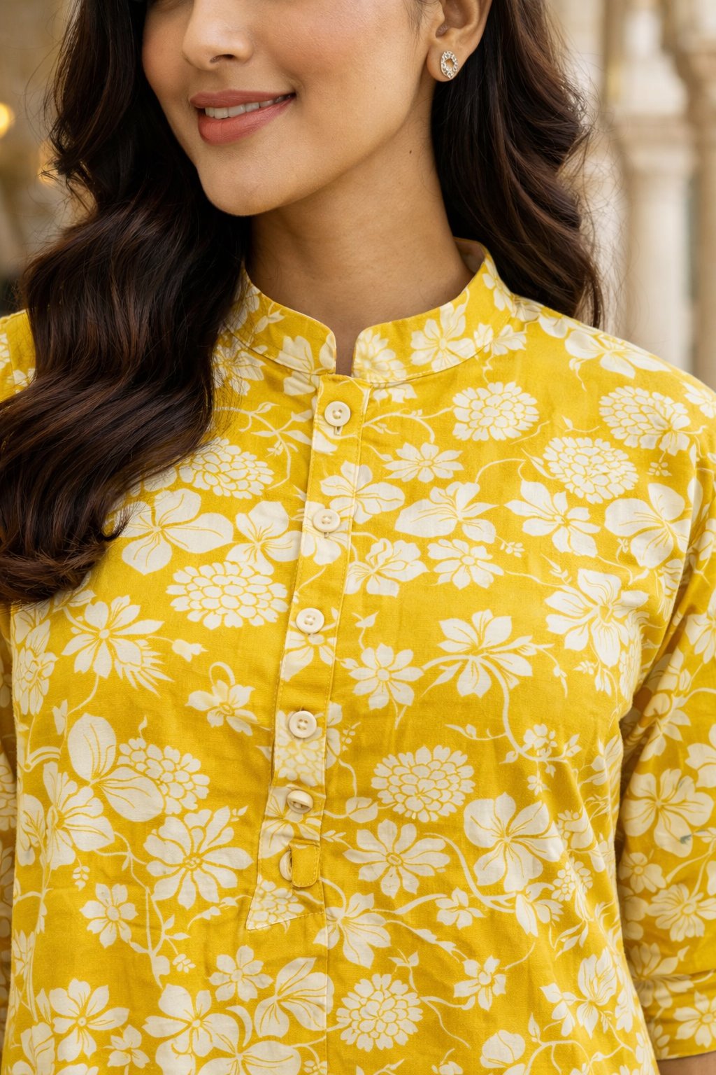 Yellow Floral Rayon Co-Ord Set
