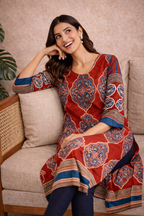 Maroon Ethnic Print Kurti