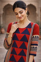 Classic Geometric Viscose Kurti