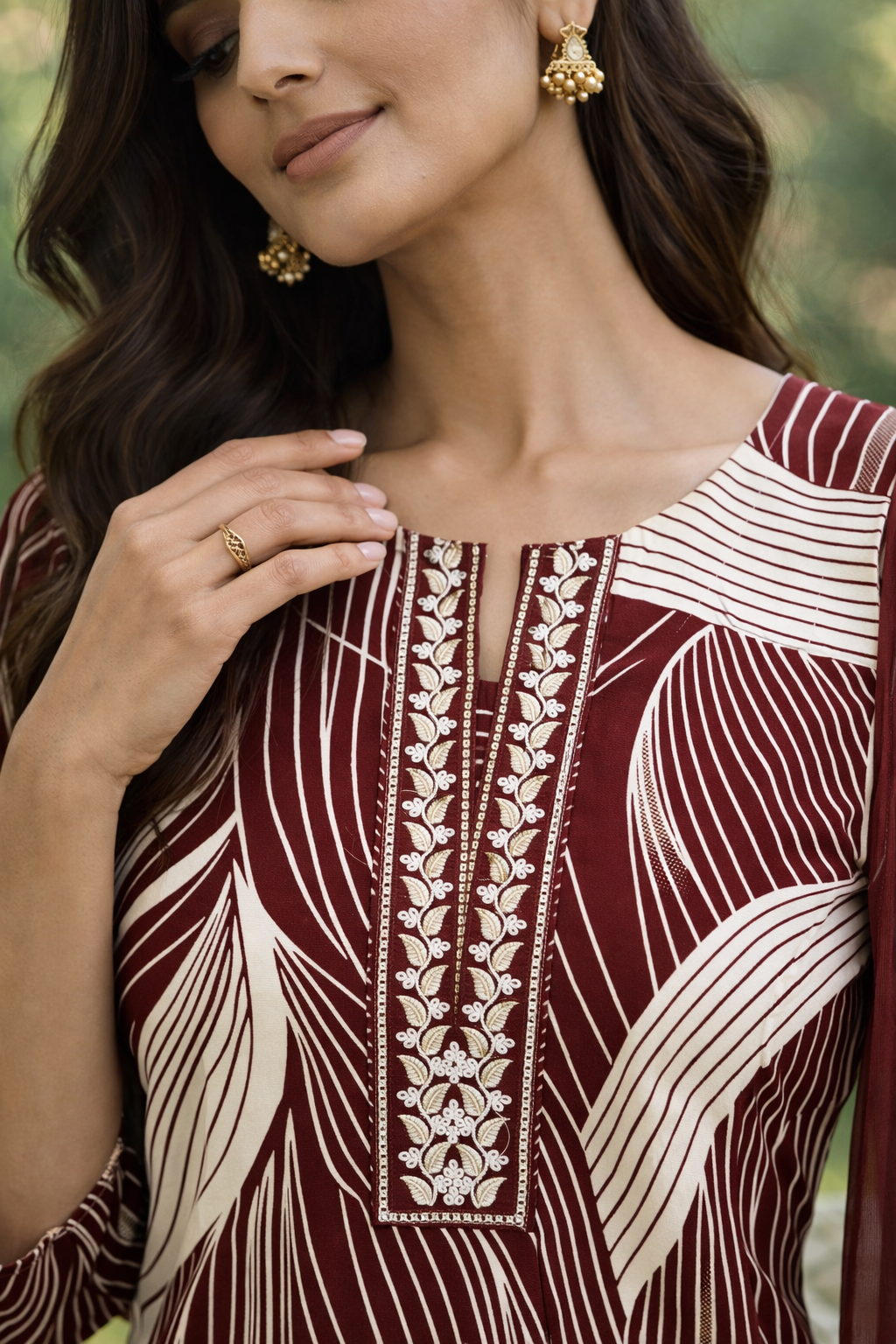 Rich Wine Rayon Kurti Set