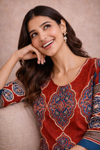 Maroon Ethnic Print Kurti