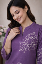Purple Floral Cotton Co-ord Set