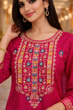 Pink Royale Roman Silk Kurti Set