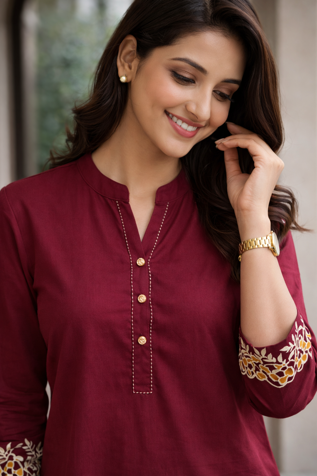 Maroon Muse Cut Work Co-Ord Set