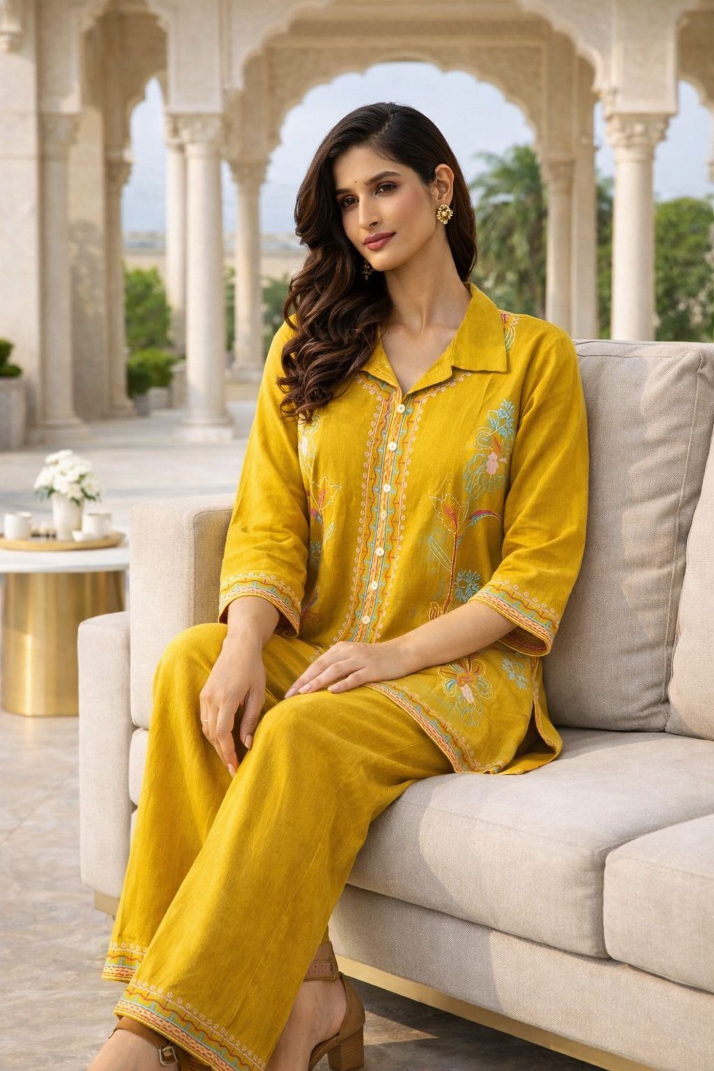 Mustard Floral Flex Cotton Co-Ord