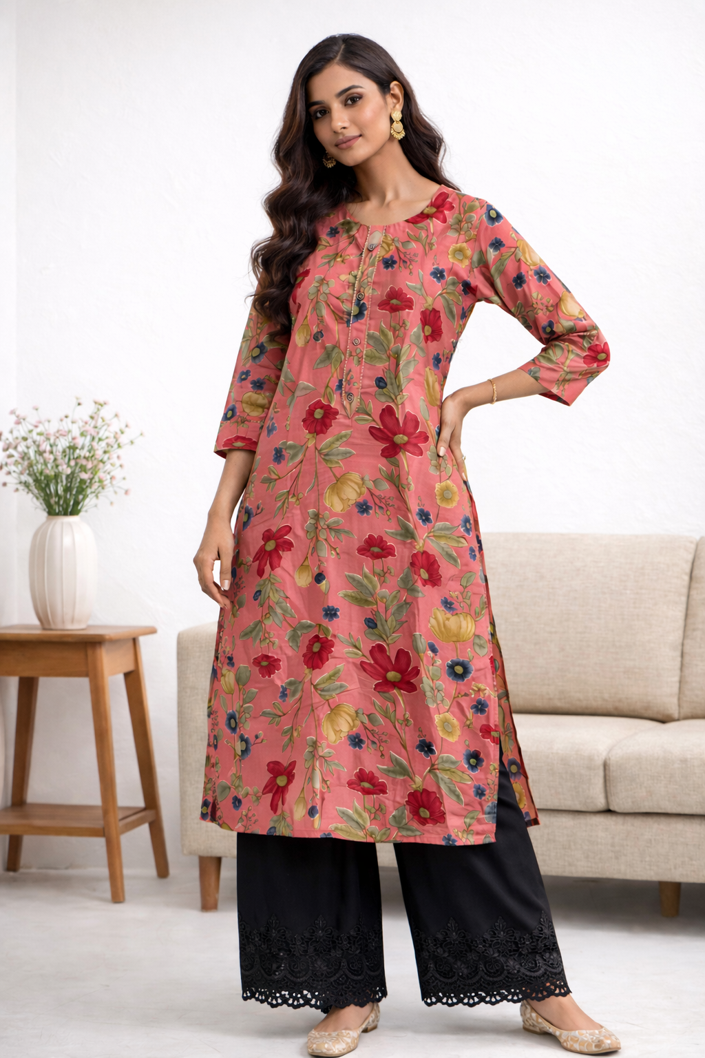 Rosy Bloom Kurti