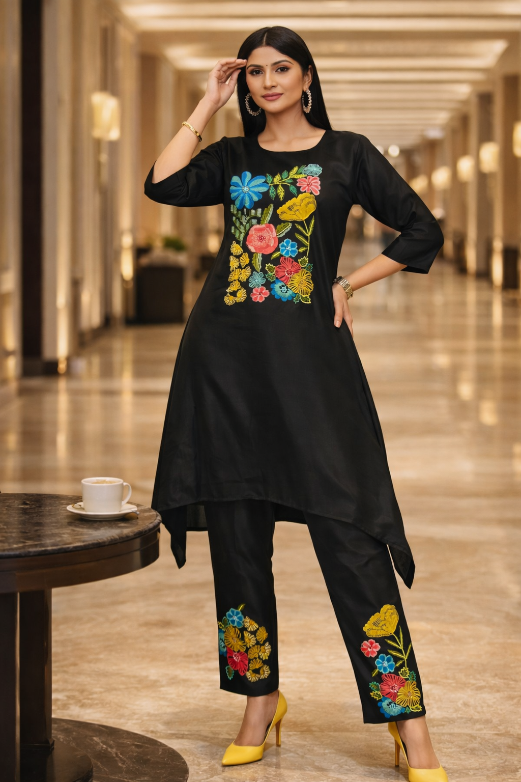 Midnight Floral Chinon co-Ord Set