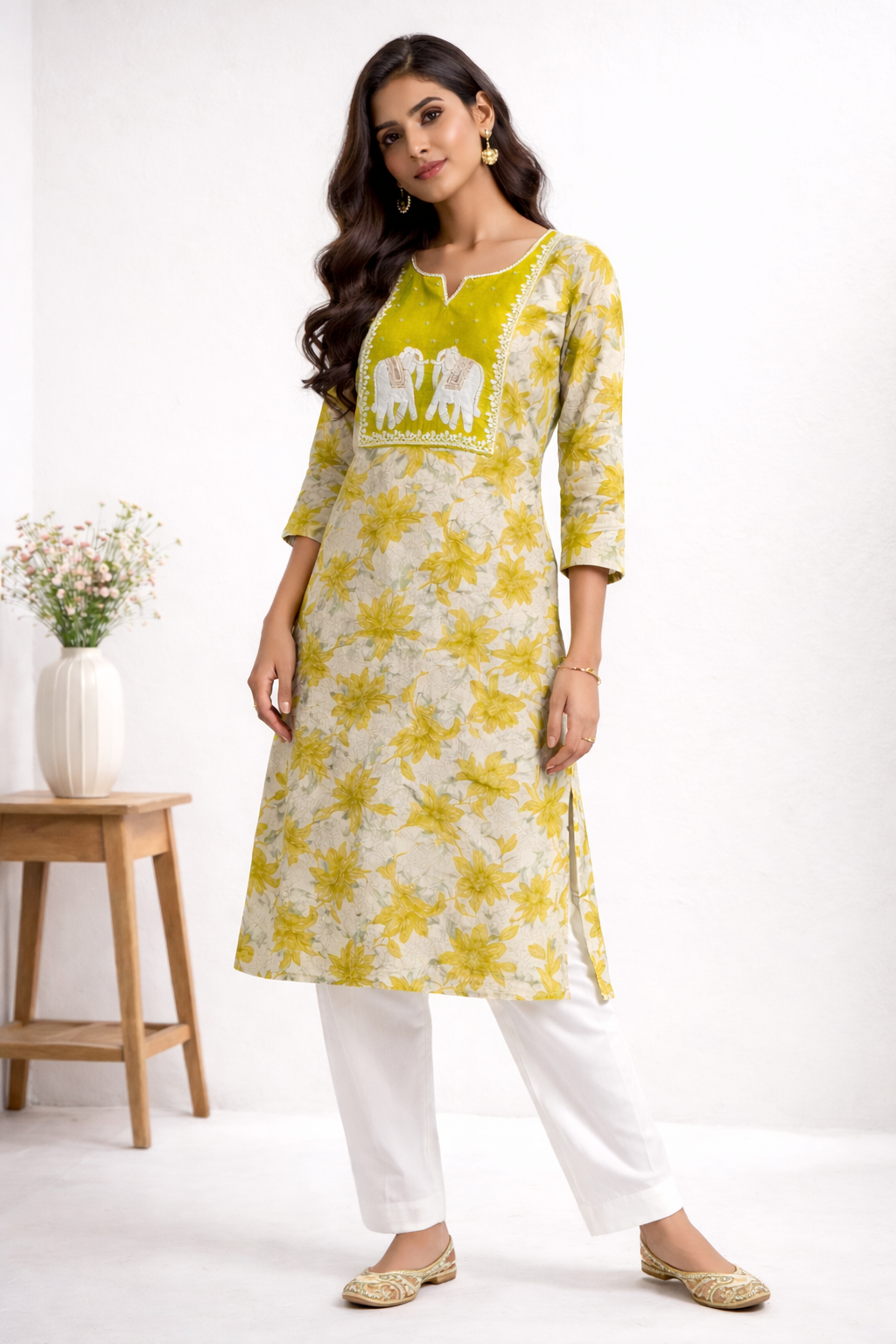 Sun bloom Vertical Cotton Kurti