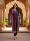 Classic Geometric Viscose Kurti