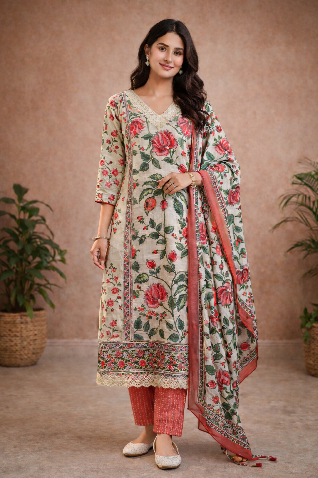 Gul-Rang Kurti Set 2 Tone Cotton