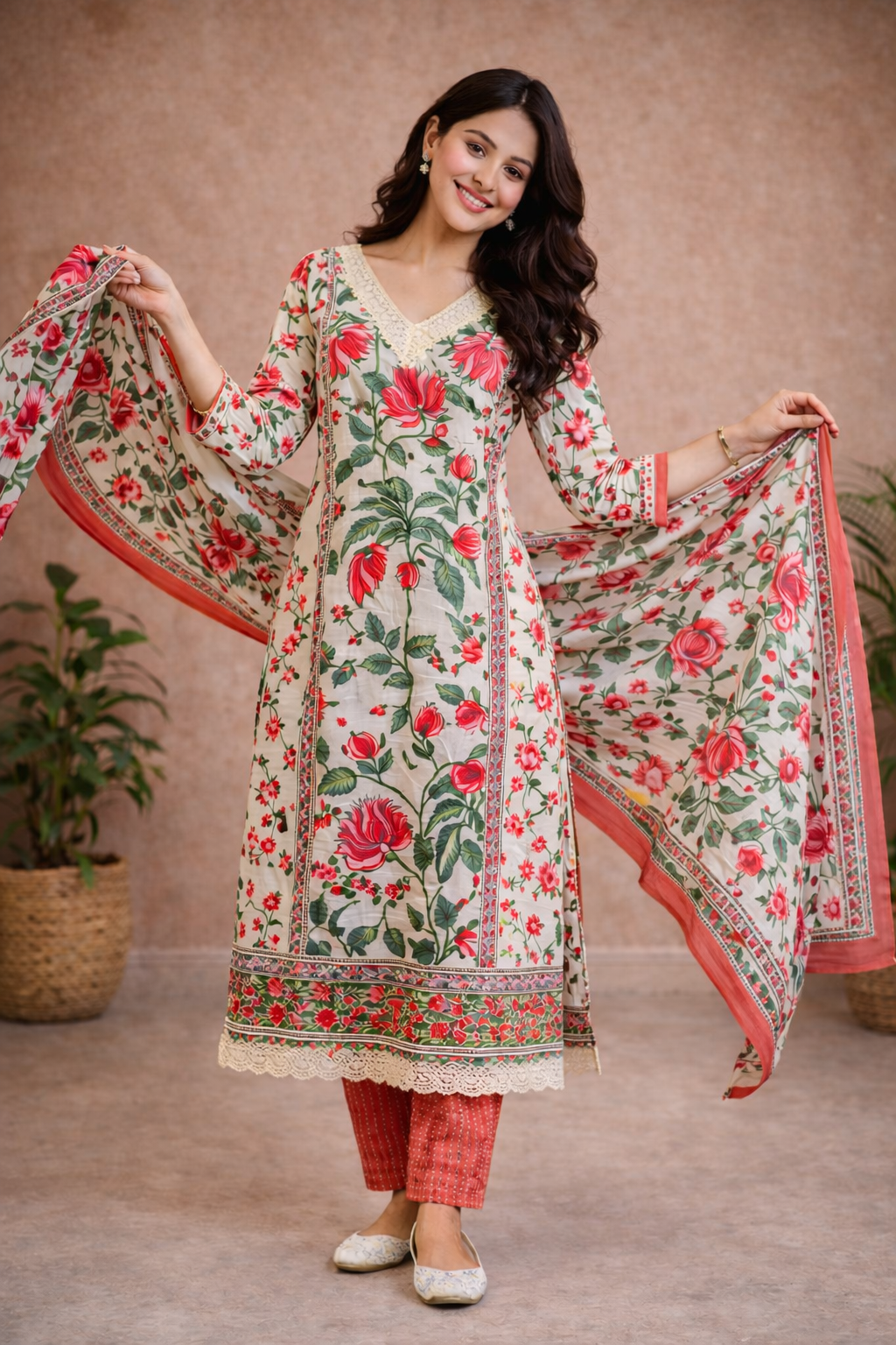 Gul-Rang Kurti Set 2 Tone Cotton