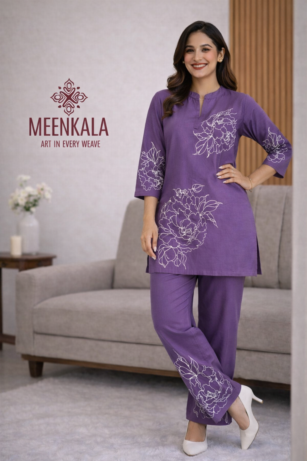 Purple Floral Cotton Co-ord Set