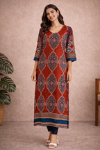 Maroon Ethnic Print Kurti