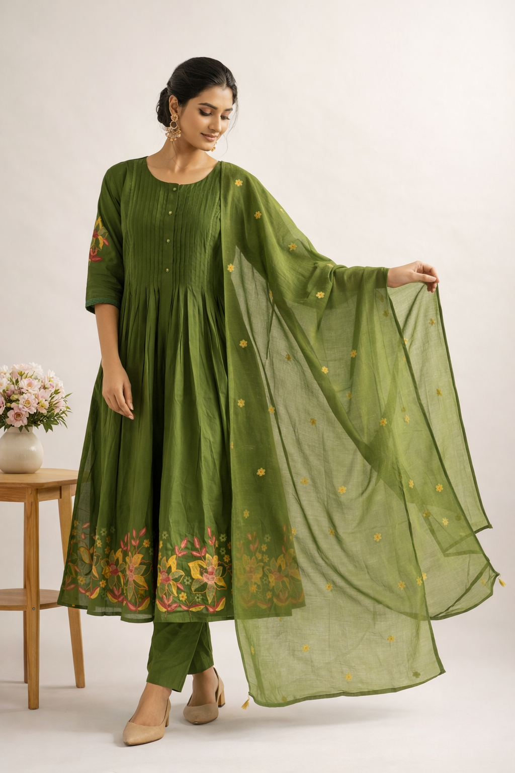 Emerald Noor Chanderi Anarkali Set