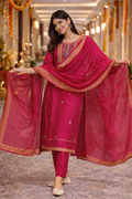 Pink Royale Roman Silk Kurti Set
